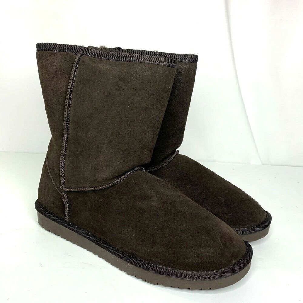 Womens Winter Boots Size Euro 37 US Size 6 Brown Faux Suede Fur Lined